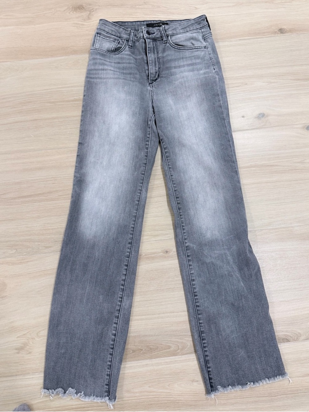 Joe’s Jeans The Mia High Rise Wide Leg Raw Hem Jeans in Gaspra Gray Wash 27